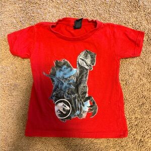 Gildan Red Kids T-Shirt with Dinosaur Graphic